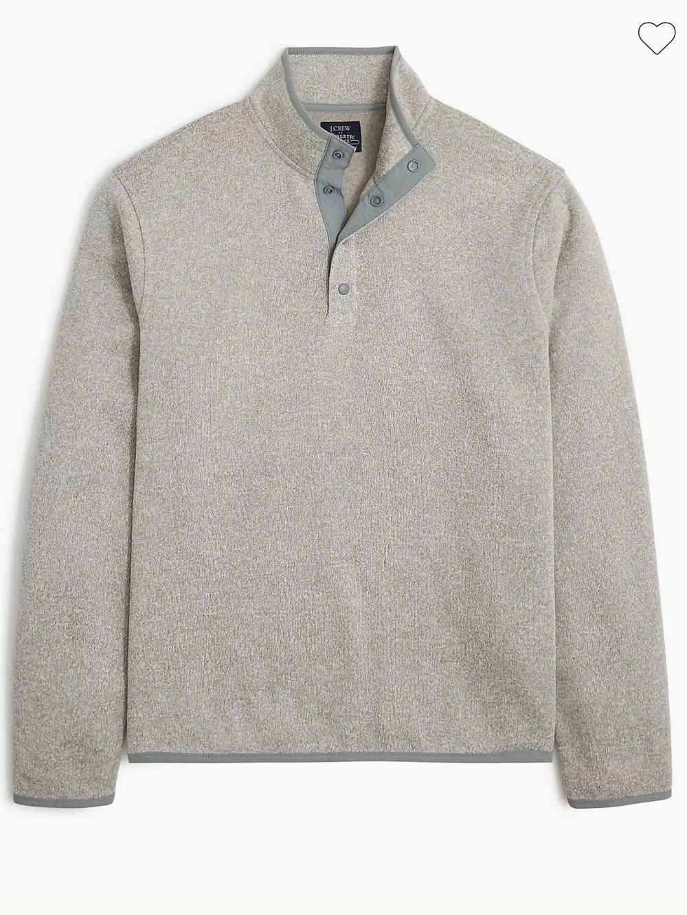 New! J. Crew Gray Marled Fleece Half-Snap Pullover Heather in Light Grey